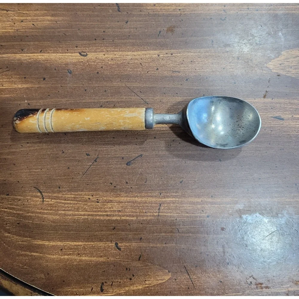 Mid Century Ice Cream Scoup with Wooden Handle